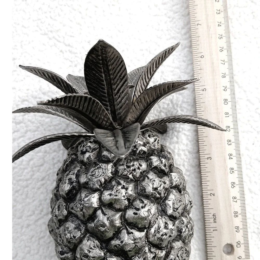 Tropoical Pineapple Candle Holder Trio Textured Heavy Silver 3pc‎ Vintage 4.5#